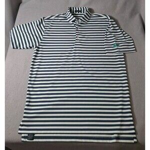 Turtleson Golf Polo Men Medium Shirt Performance Blue White Stripped Stretch
